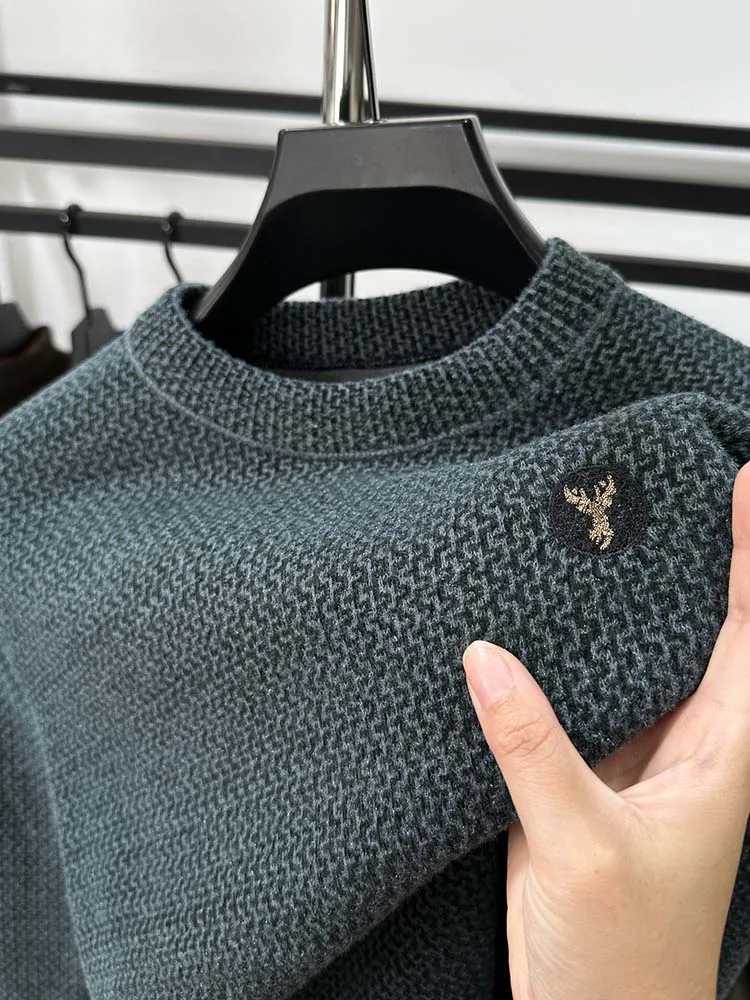 High Quality High end designer new autumn and winter mens embroidered sweater with thick and fashionable round neck P Vit knitting plow T241111