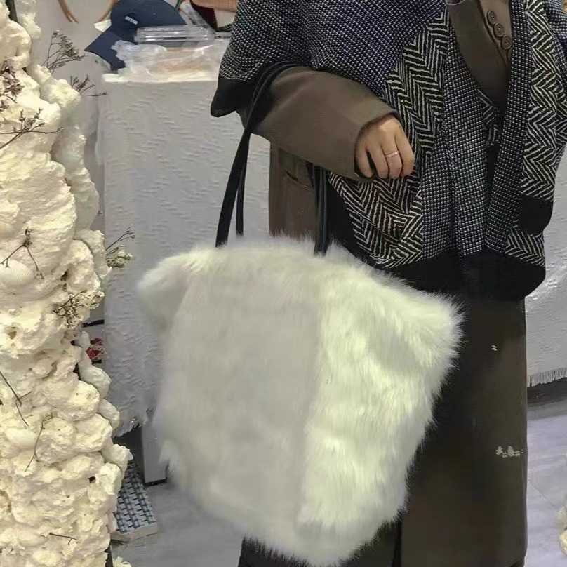 fur bag large capacity imitation mink fur shoulder bag hand-held large bag women's bag tote bag women's bag 241115