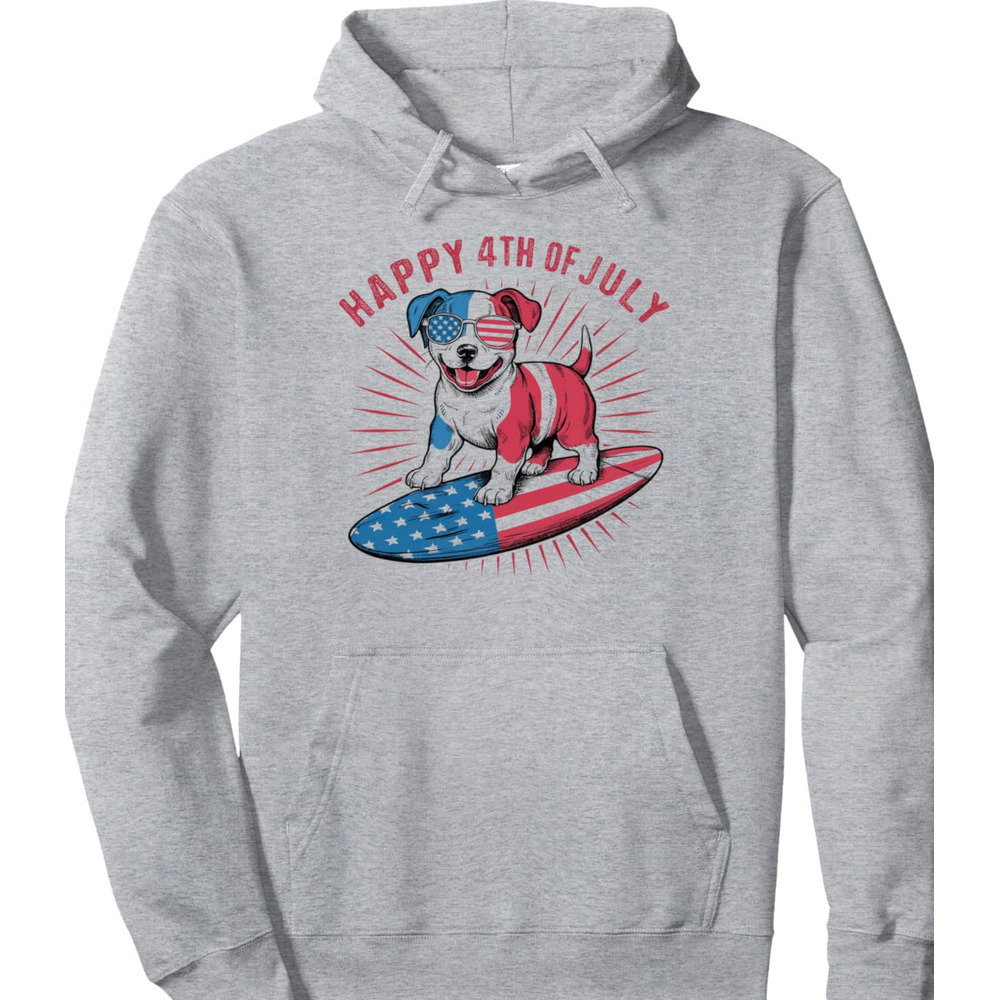 Hoodie for Mens Womens Fourth Of July Dog USA American Flag Patriotic Puppy Pet Pullover Hoodie Graphic Hoodies sweatshirt
