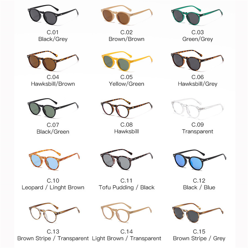 Round Polarized Sunglasses Women Cat Eye Sun Glasses Men Brand Design Trend Luxury Vintage Driver Shades Mirror Lenses G15 Green Revo Pink UV400 S09P 