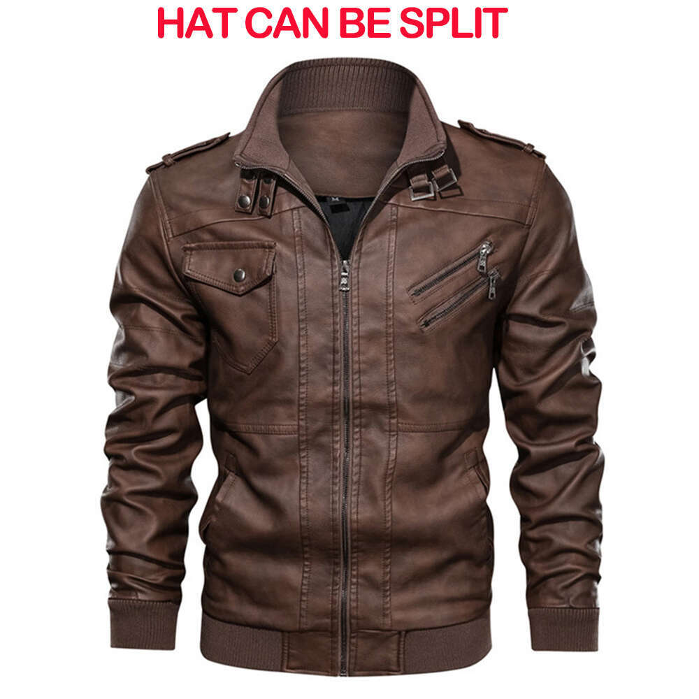 Men Fashion Leather Jacket Spring Autumn New British Style Men Leather Jacket Motorcycle Jacket Male Coat Black Brown