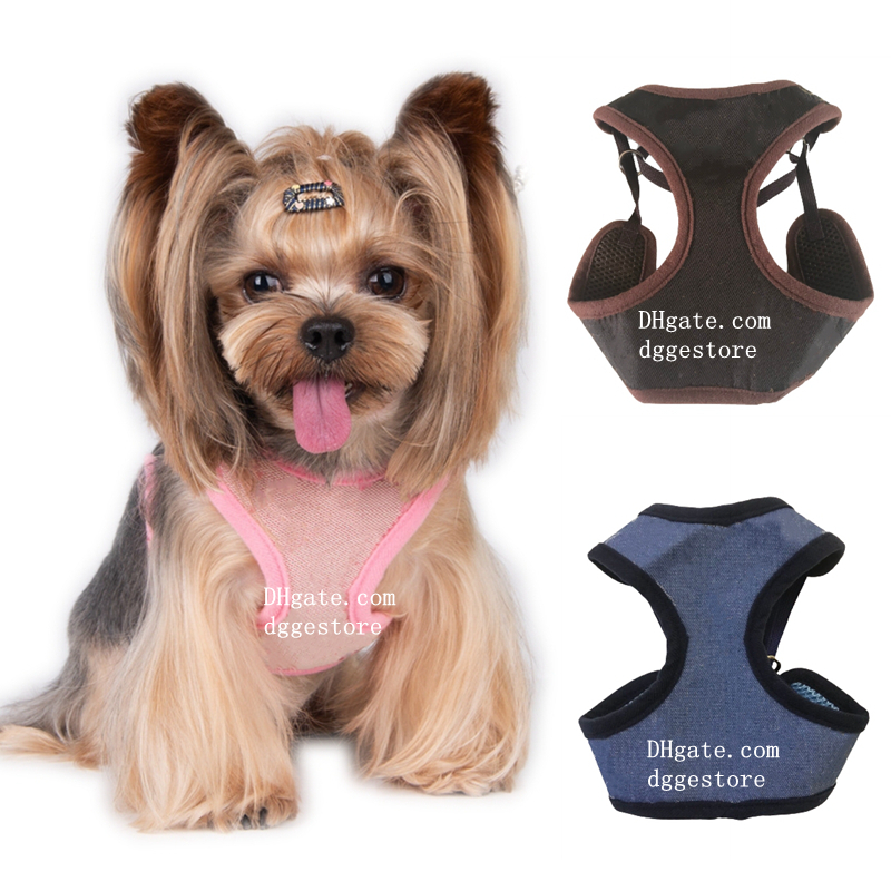 Luxury Dog Harness and Leashes Set Classic Pattern Designer Pets Harness Vests Leash Breathable Mesh Pet Harnesses for Small Dogs Poodle Schnauzer Brown S B89