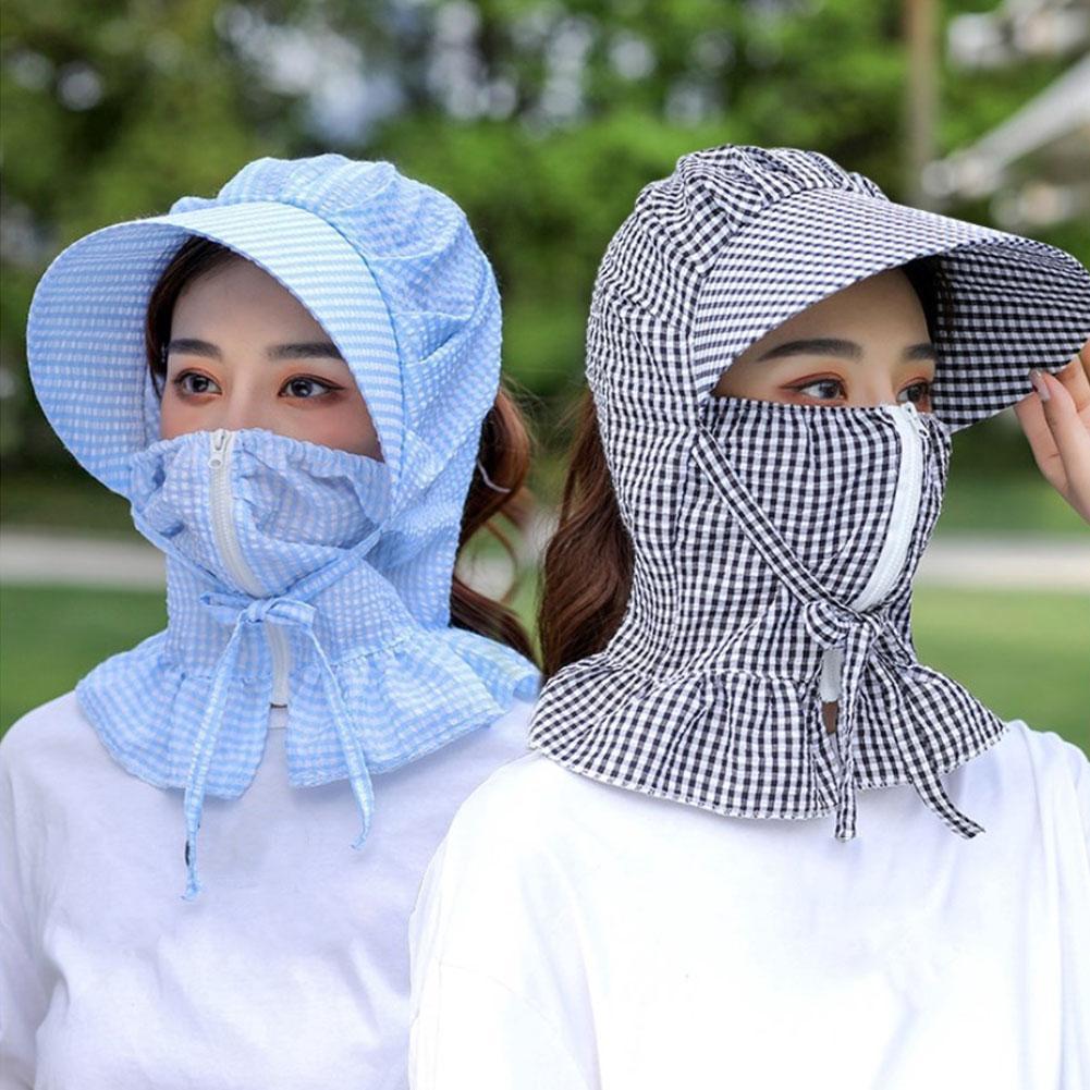 Female Cover Face Breathable Sun Big Cycling All-match with Summer Anti-ultraviolet Sunhat Hat Rim H5A9