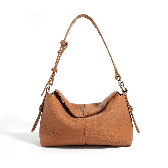 New Classic Premium Quality Pillow Full Grain Cow Leather Women Crossbody Bag Purple Beige Color Office Daily-Use Purse Genuine Leather BagVoyage