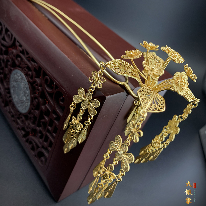Tassel Antiquity Hair Clasp Hair Clasp Hanfu Ming Hair Accessories Hairpin Silver Plated Wedding Hairpin