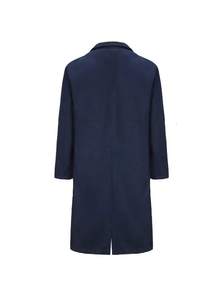 Wool Trench Coat Men Classic Turn-down Collar Wool Blends Button Jackets Casual Slim Long Windbreaker Autumn Winter Outwears 241111