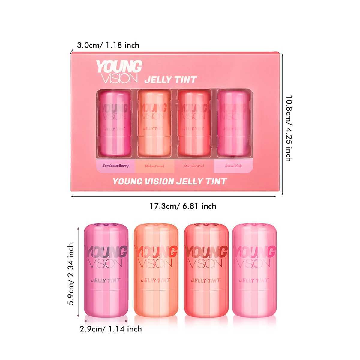 YOUNG VISION Multi-Color Jelly Blush Stick set Pinberry Lip Dye Stick for Lip and Cheek Natural and Easy Tinting Lip Gloss StickXJ241111