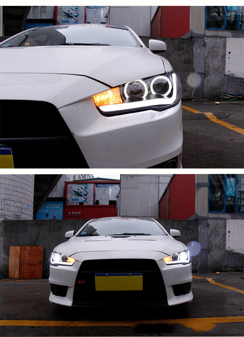 Car Headlight Assembly for Mitsubishi Lancer EVO 20 09-20 16 Front Light DRL Head Lamp LED Angel Eye Xenon Headlights