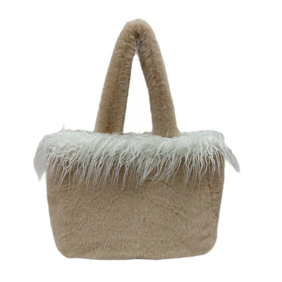 Plush bag women Plush handbag women Plush shoulder tote bag women Large capacity mommy bag students shoulder bag 241115