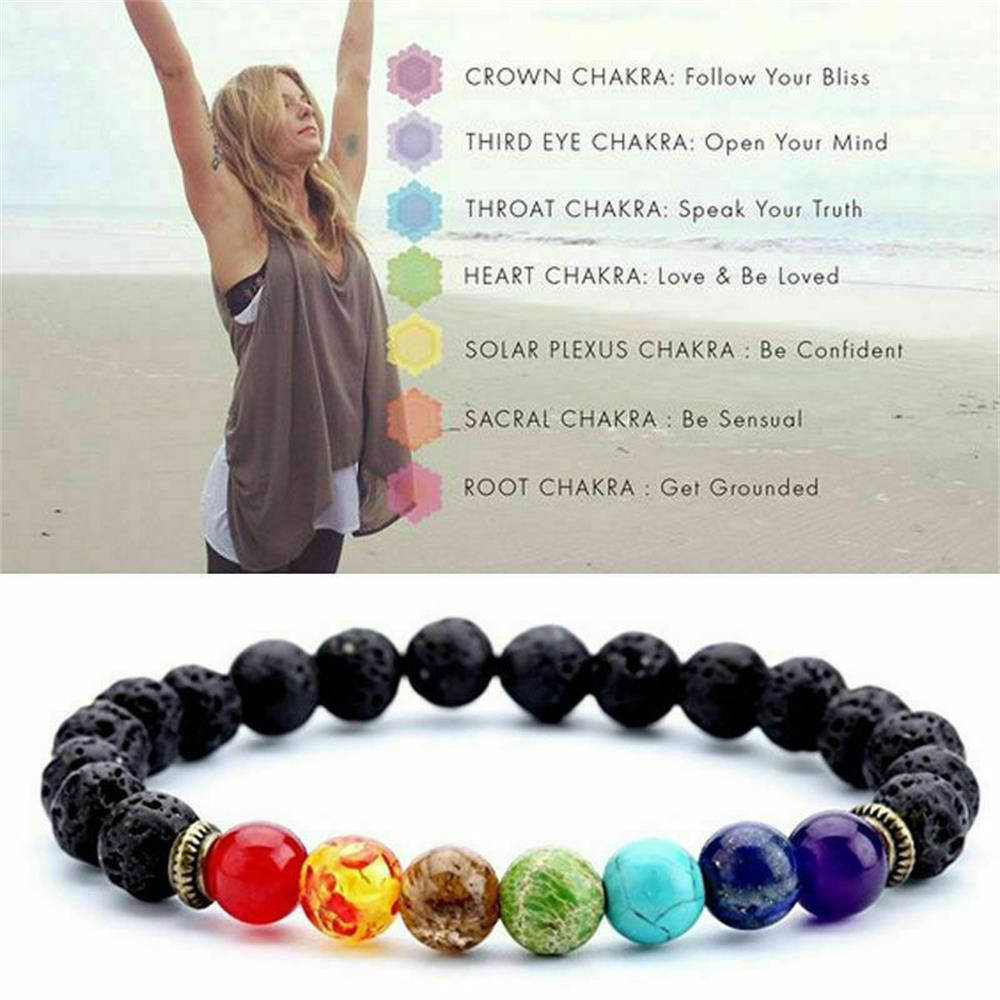 Chakra Bracelet Crystal Ddmysmile ddmysmile 7 Stones Healing Balance Beads Reiki Buddha Mala Anxiety Healing Bracelet For Men Women Charm Gift Smile