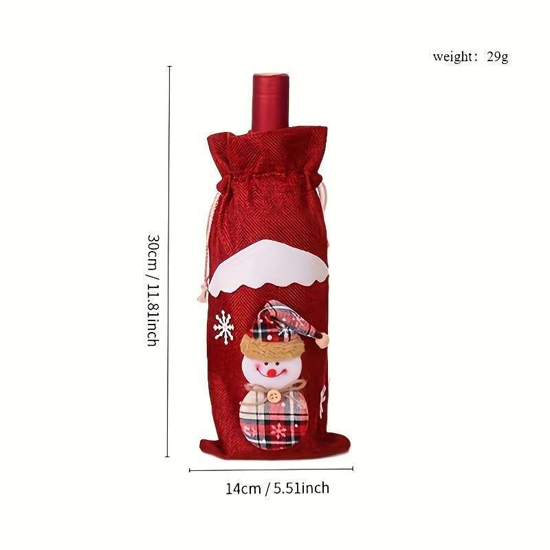 Christmas 4pcs Red Wine Bottle Santa Claus Christmas Decoration Set for Holiday Hotel Candy Gift .