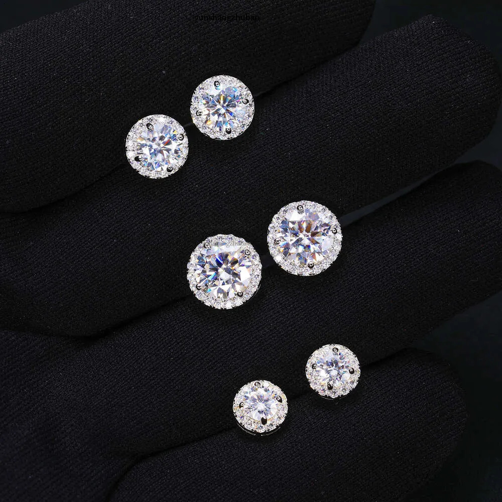Fine Jewelry Screw Back Women Gold Plated Sterg Sier Iced Out VVS Moissanite Dia Halo Stud Earrings For Men