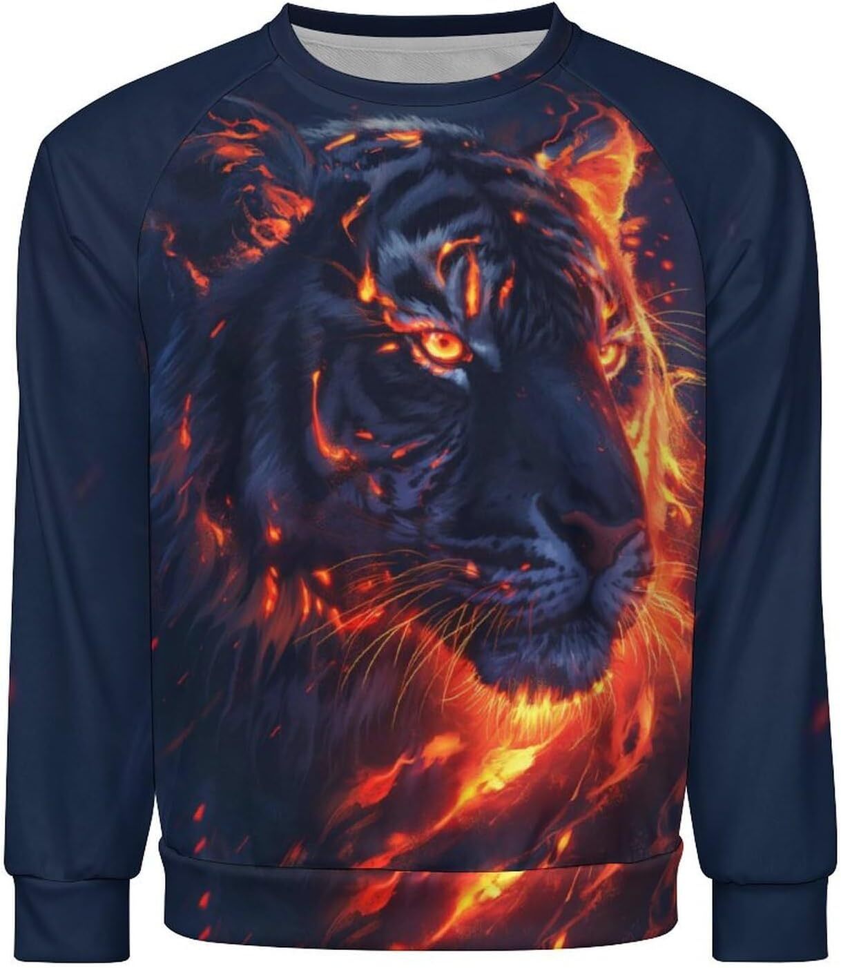 Long Sleeve Shirts for Men sweatshirt Novelty Tiger Pullover Funny Animal Graphic Sweatshirts T shirt Streetwear Casual tops clothes