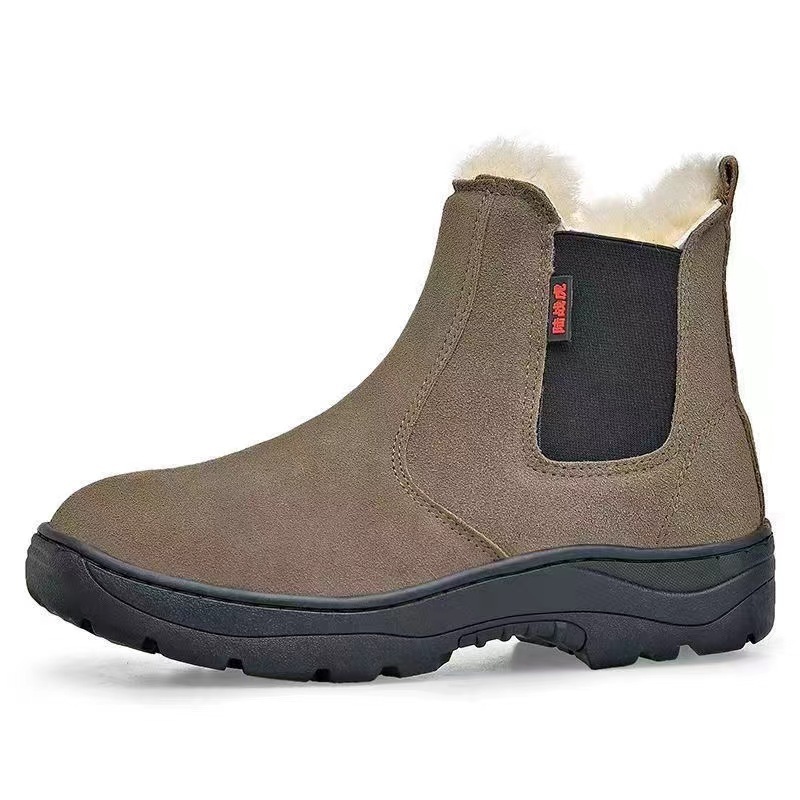 Men's Cowhide Wool Cold Resistant Plush Snow Boots Free Shipping Size38-45.