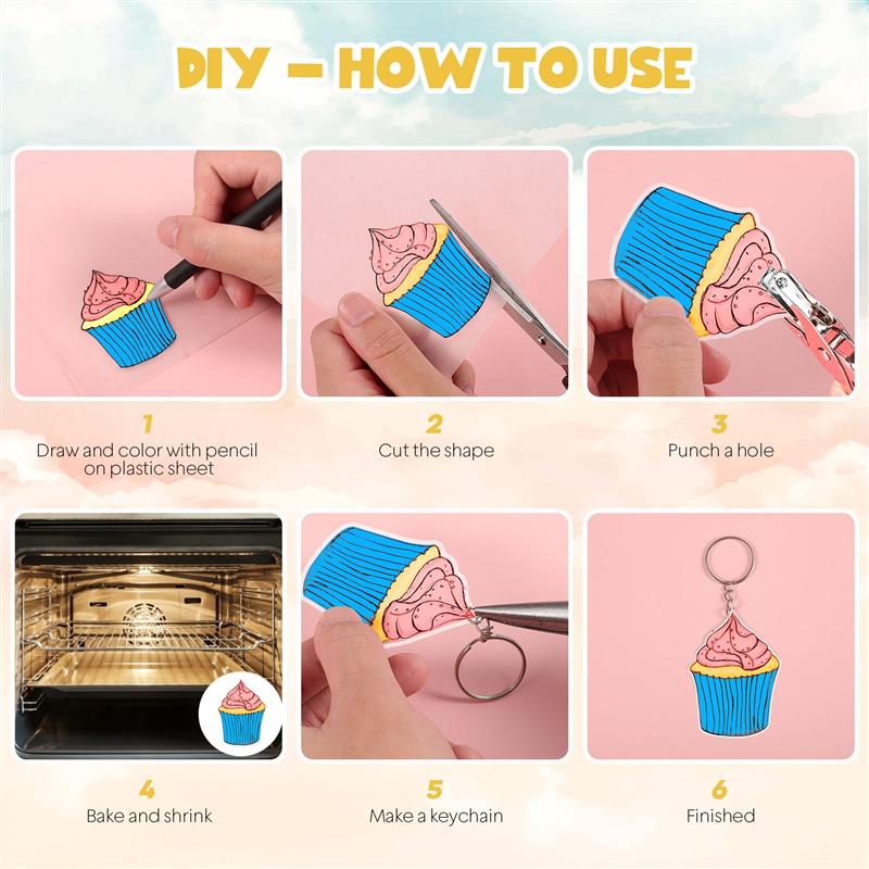 DIY Shrink Film Kit for Jewelry & Keychains - Heat Shrink Plastic Sheets & Paper Set