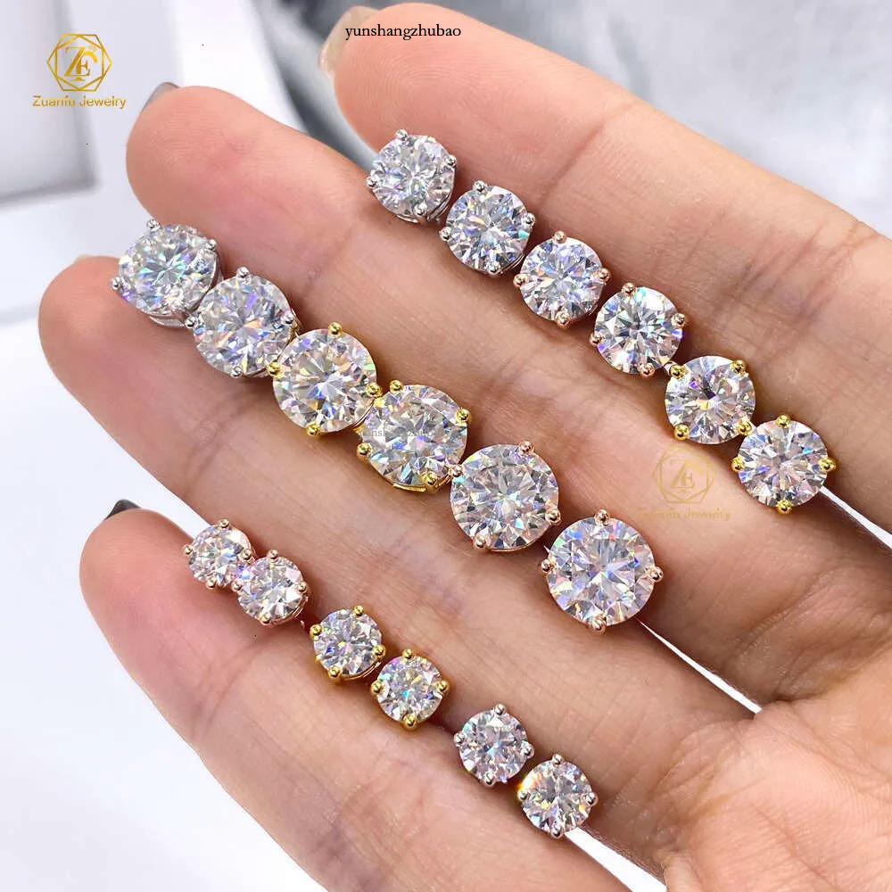 Screwback earring 3mm-10mm piercing jewelry 4 prongs set CVD HPHT lab grown stud in VVS