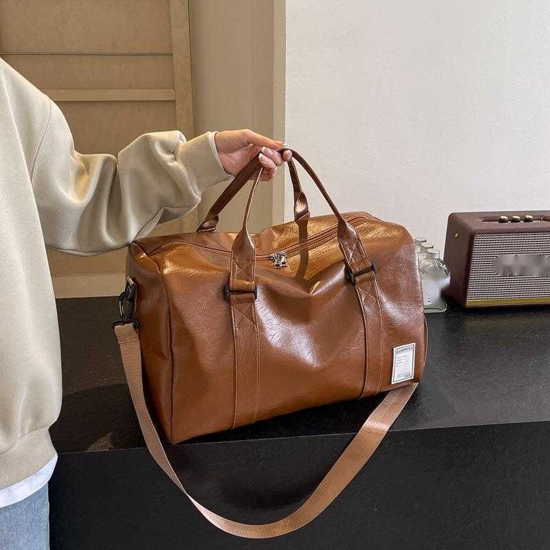 Outdoor Pu Textured Travel Bag for Autumn and Winter Simple Dry Wet Separation Luggage Bag Fitness Sports Crossbody Bag