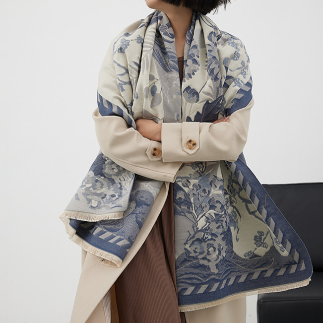 High quality fashion design, Scarf for women in winter, double layered with extended thickened tassels scarf