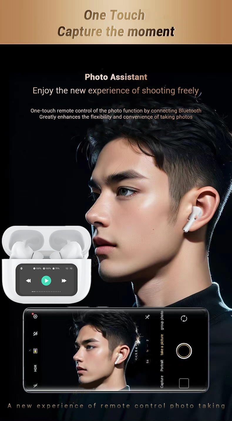 ANC Wireless Earphones Colorful LED Screen TWS Earbuds Touch Active Noise Cancelg Bluetooth Headphones Sports Headset