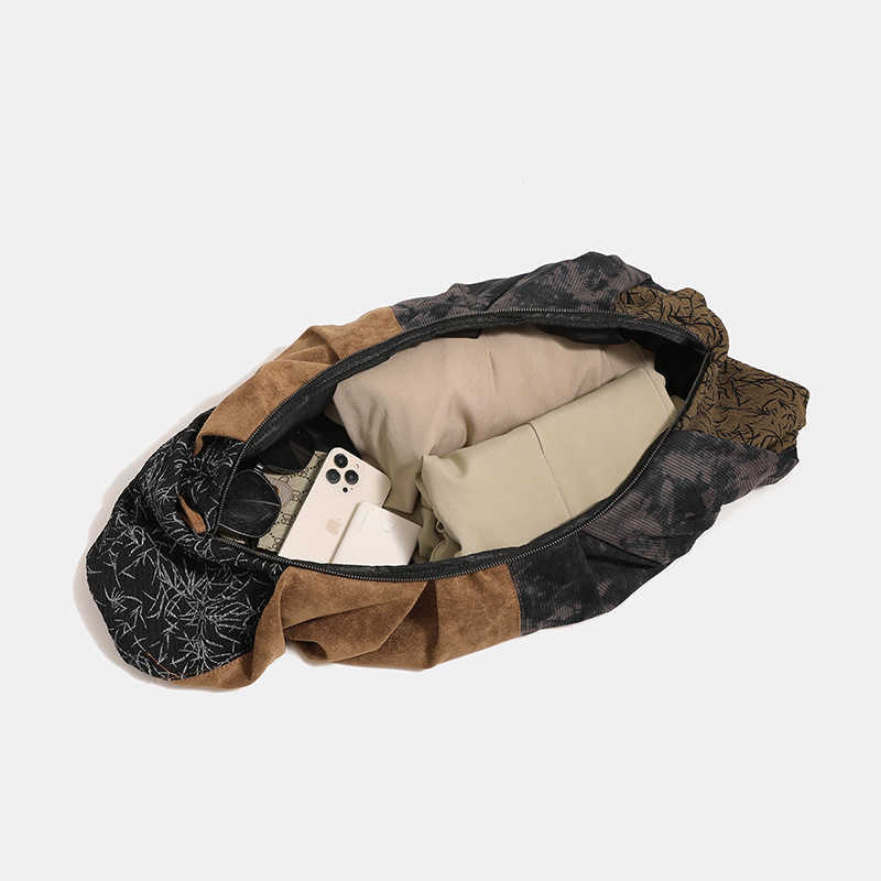 Chinese style warehouse bamboo Luan dumpling bag women large capacity spliced single shoulder armpit bag crossbody bag 241115