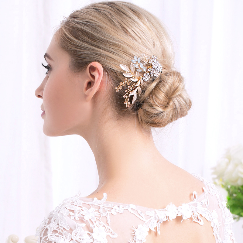 Efily Bridal Wedding Hair Accessories Crystal Flower Hair Combs Clips for Women Bride Headpiece Bridesmaid Party Jewelry Gift