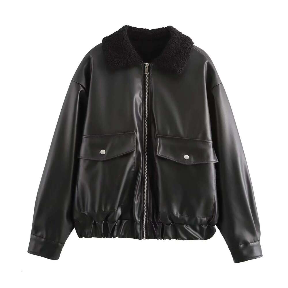shanshi leather jacket women Wind autumn new fashion street imitation loose casual leather jacket for women