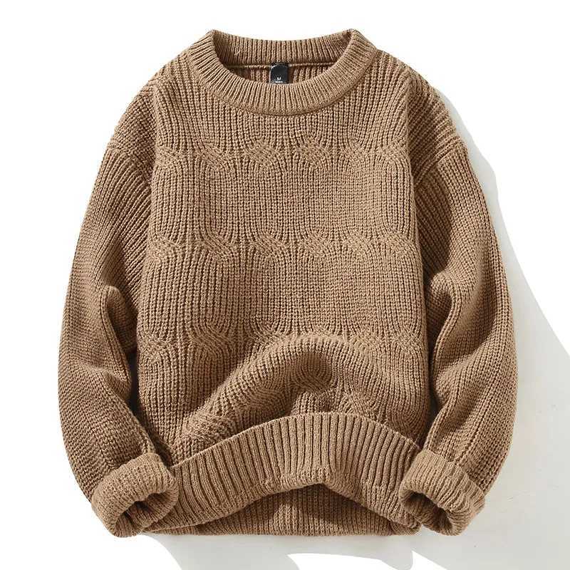 High Quality Winter/Autumn High Quality Fashion Round Neck Sweater for Mens Casual Loose Warm Sweater for Mens Foldable Solid Color M-3XL T241111