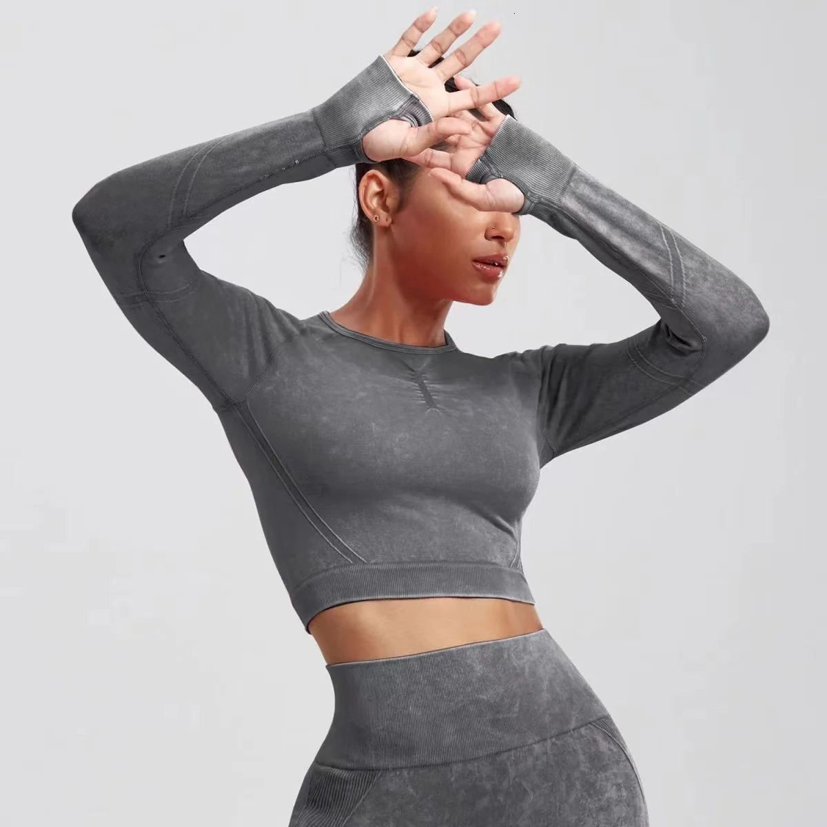 Cropped Top Seamless Womens Yoga Workout Fitness Clothing Push Up Leggings Sports Wear Woman Tracksuit 241111