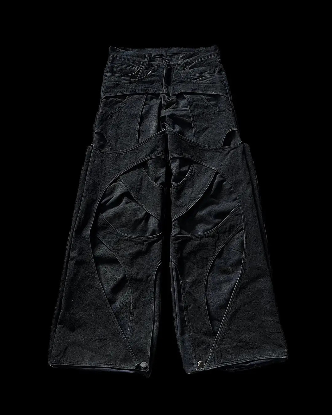 Harajuku Gothic Black Patchwork Ripped Baggy Jeans Oversized Wide Leg Straight Y2k Mens Punk Rock Denim Pants Streetwear 241111