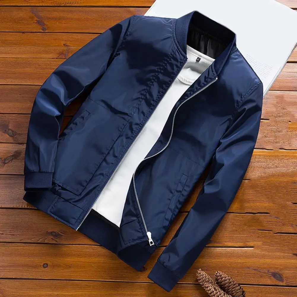 Casual mens jacket with thin and comfortable soft zipper design mens bomber jacket bomber jacket easy to match W241111