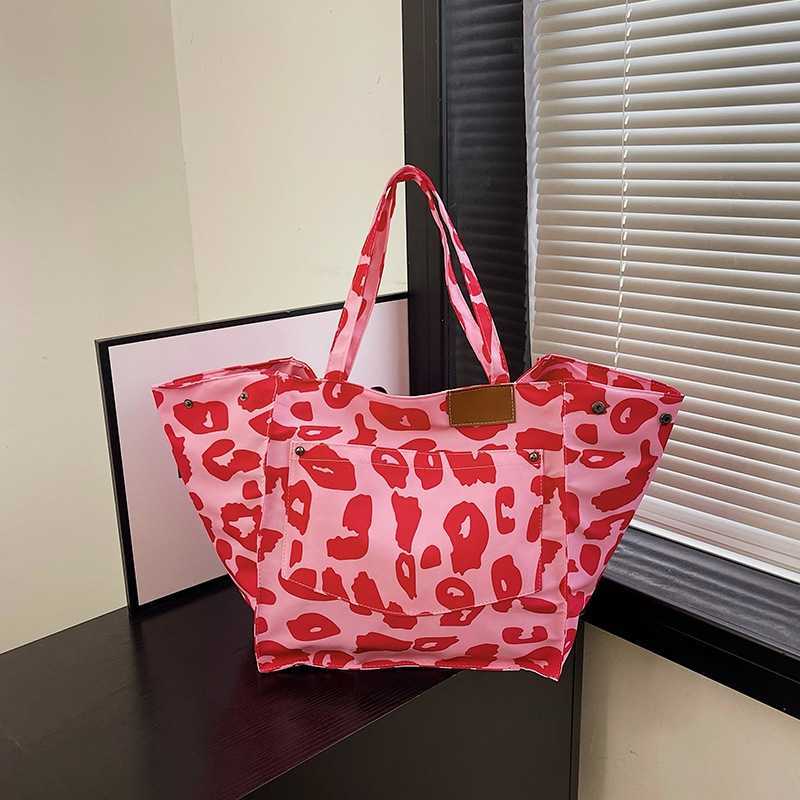 Fashion Leopard Pattern Large Capacity Canvas Tote Wave Dot Bag Shoulder Shopping Bags Womens Bag Handbags 241111