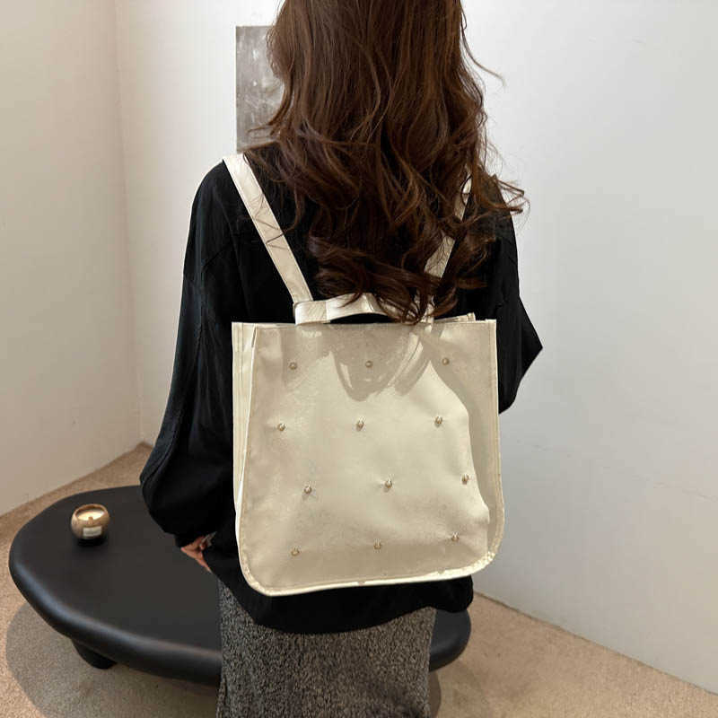 Minimalist Shoulder Bag With Bead Decoration Niche Design Hand-held Dual Shoulder Commuting Women's Bag