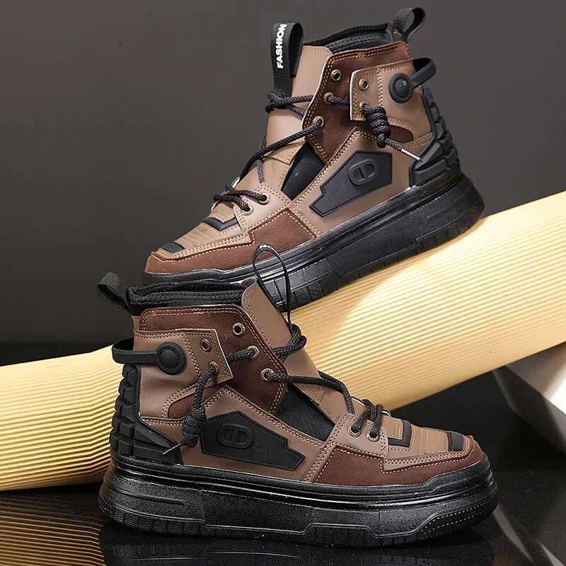 High Tops Men's Casual Shoes Trendy All-match for Men Ankle Boots Soft Fashion Comfortable Mens Personality Flat Shoe