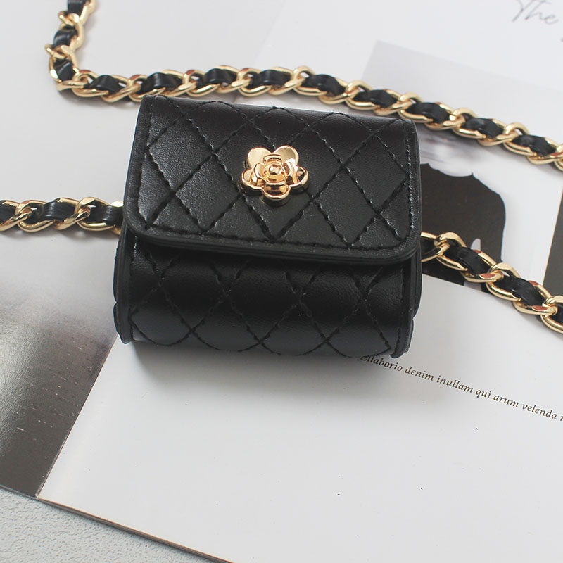 Mini Lipstick Key Flap Fanny Packs White Sier Leather Lattice Waist Belt WIth Small Coin PU Chain Chest Bag Women