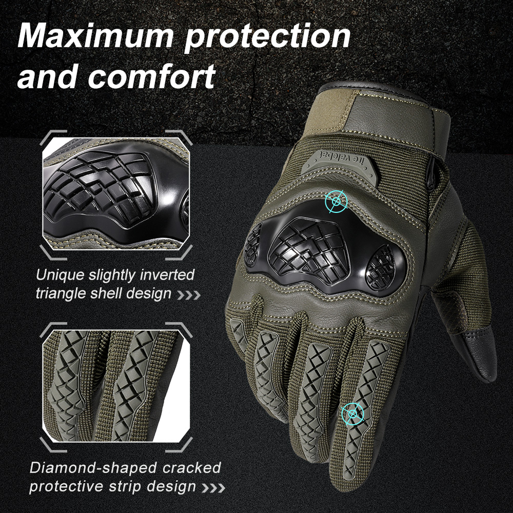Motorcycle Gloves Touch Screen Cycling Bicycle Anti-Slip Shockproof Rubber Protective Shooting Mitten Men Women