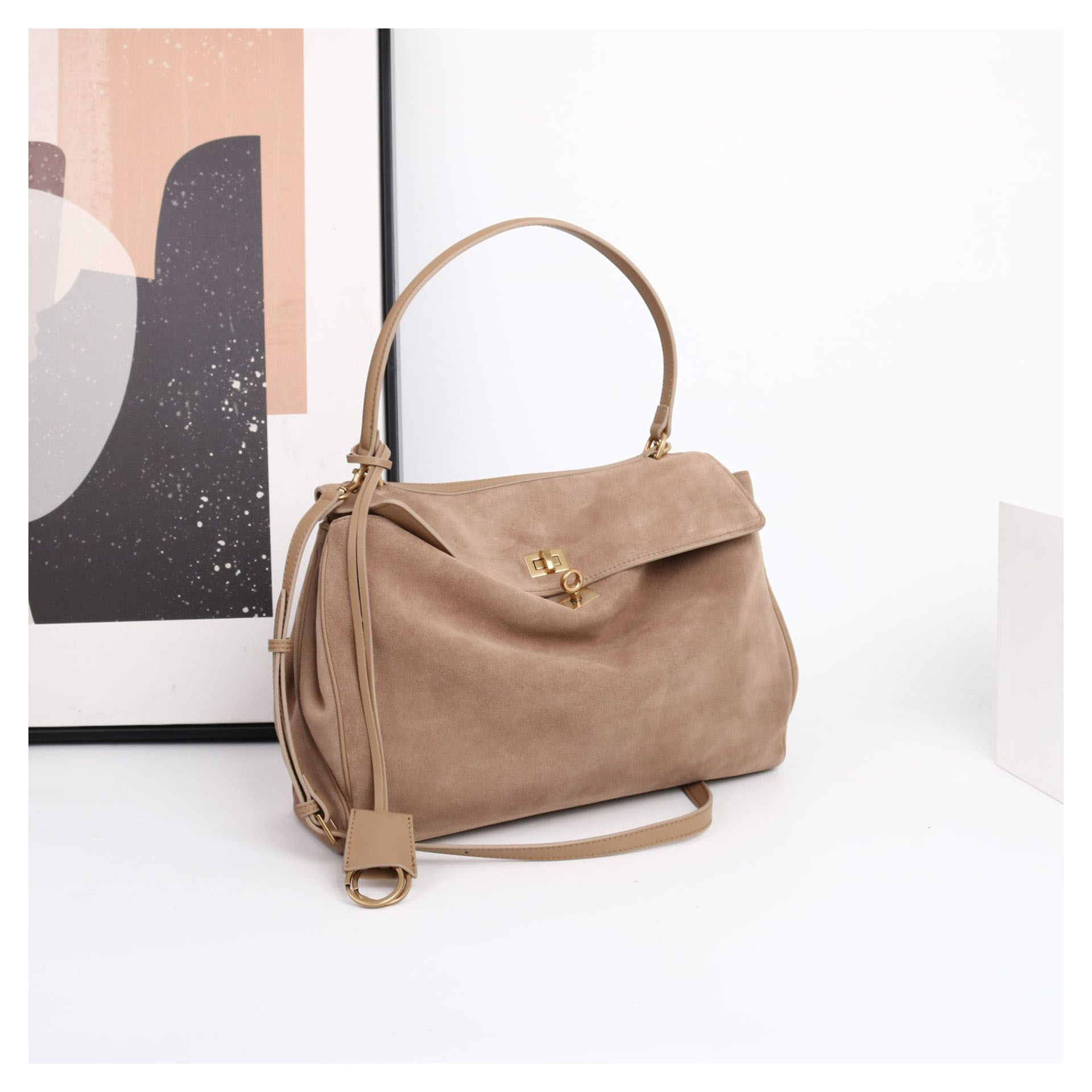 Exact Replicas Bags Brands Boston Suede Shoulder Bag For Women Brown Fashion Female Real Leather Buckle Handbags Zipper Style