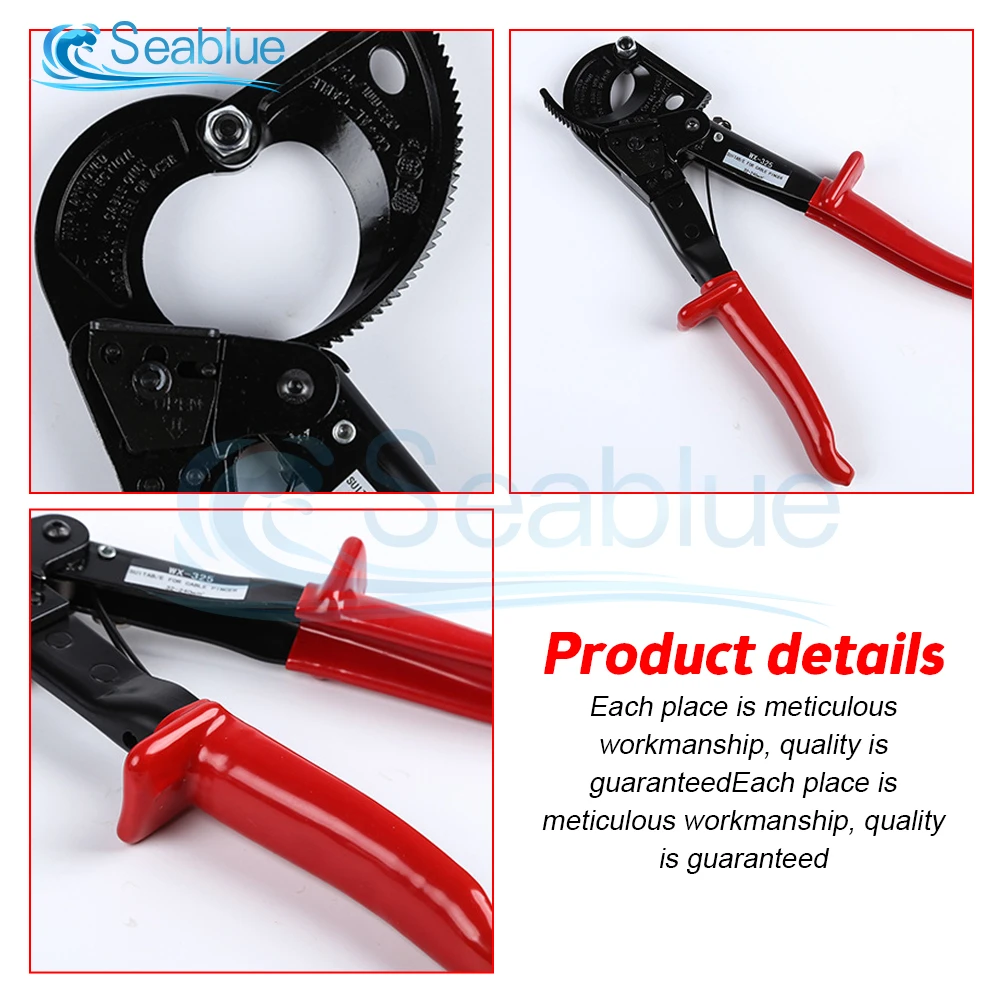 HS-325A Pliers Ratchet Cable Cutter AWG 600MCM Ratcheting Wire Plier Hand Tool Cut Up To 240mm Multifunctional For Electrical