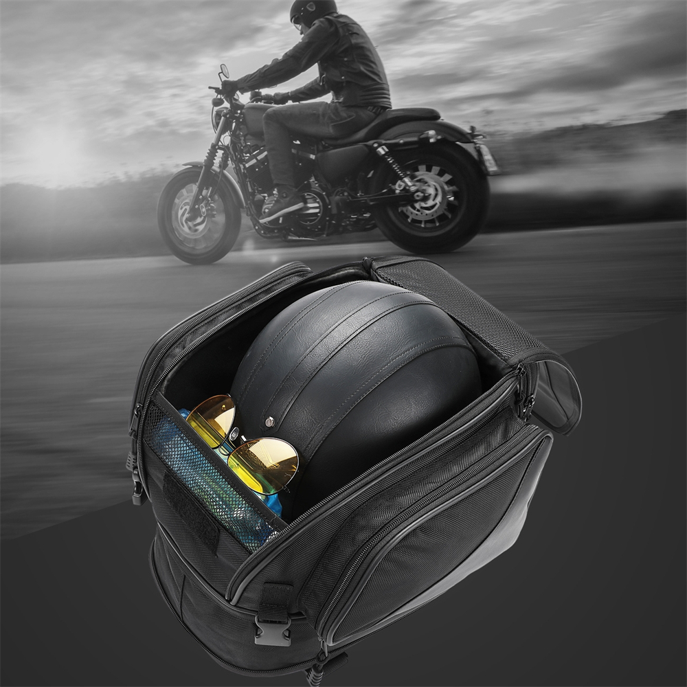 Tail Expandable Sissy Bar Bag Waterproof Motorcycle Travel Rear Seat Bags Helmet Lage Rack Universal for