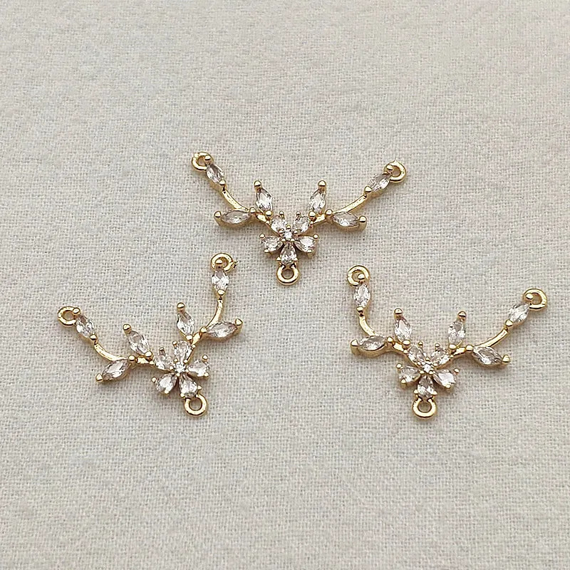 incoming 25x19mm 50 piece cubic zirconia connector/charm used for handmade earrings necklace accessories DIY accessories jewelry discovery 241108