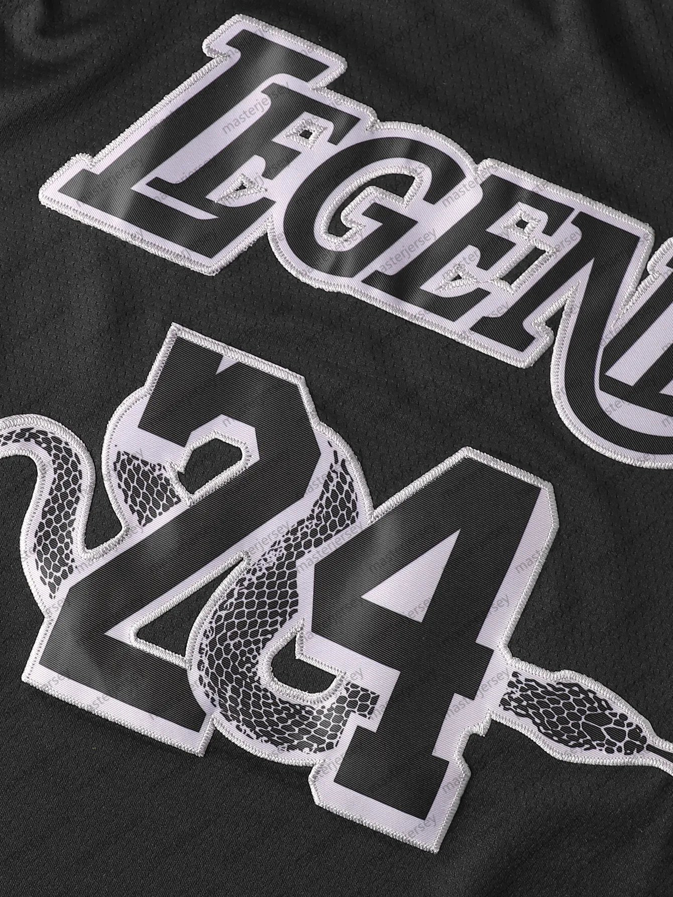 #24 Men's Basketball Jersey Black Sweatshirt - Embroidered Movie Mesh Letters & Numbers, Crew Neck Sleeveless Training Vest, Loose Fit Athletic T