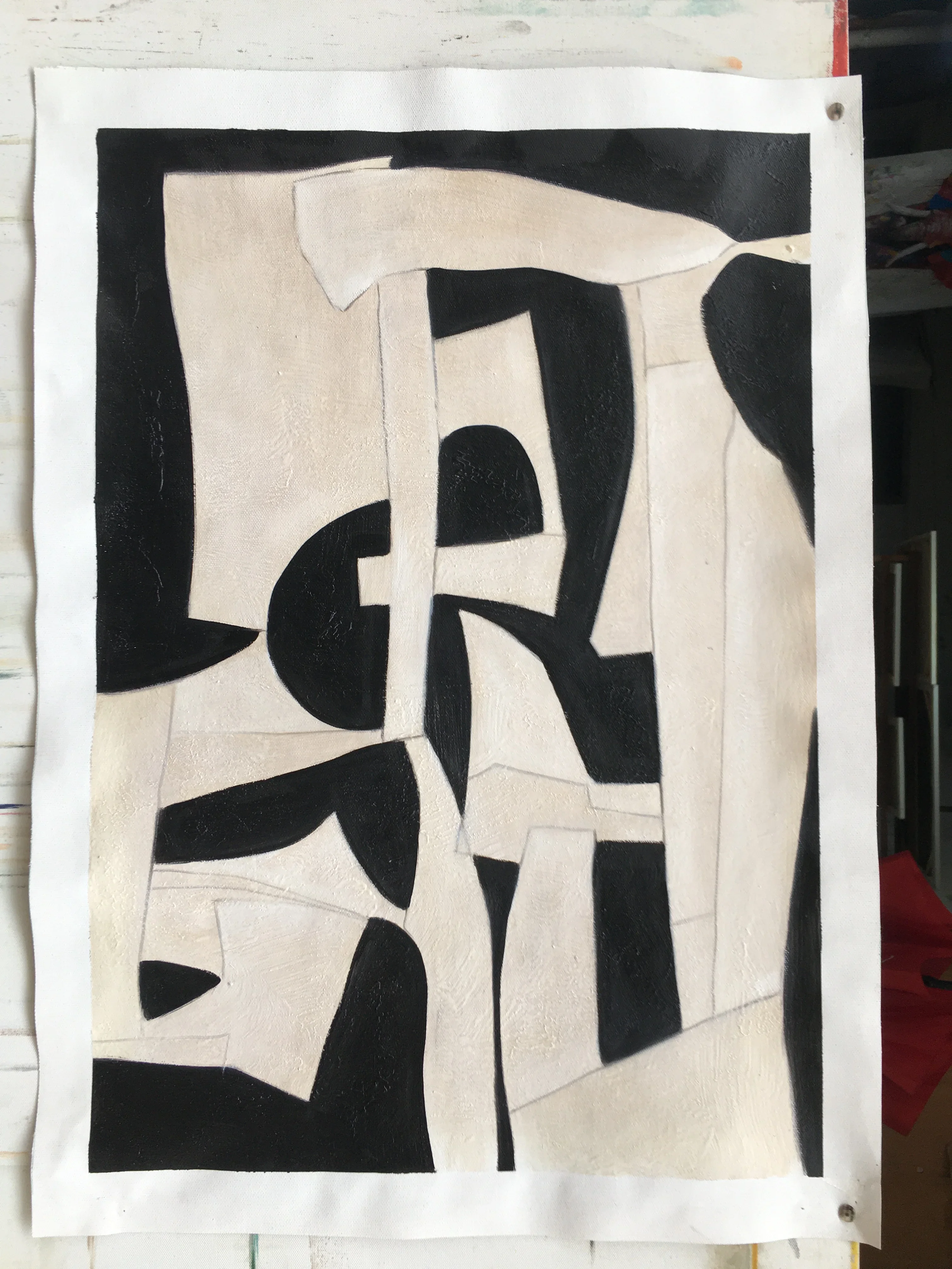 Beige Wabi Sabi Wall Art Black Beige Abstract Painting Handmade Minimalist Canvas Large Neutral Rich Textured Living Room Decor