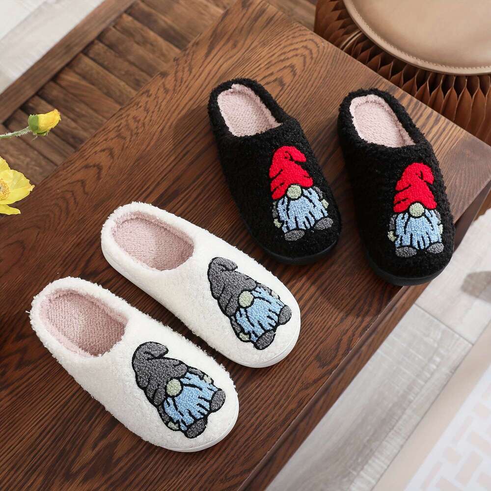 Christmas Comfy All-Season Plush-ed Slippers - Cute Cartoon Pattern, Easy Slip-On Indoor Shoes with Soft ing