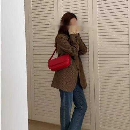 autumn winter new versatile wine red one shoulder underarm bag simple women's bag leisure cross saddle bag 241115