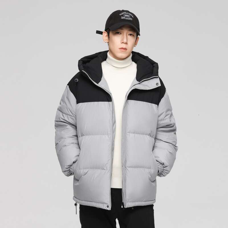2024 Autumn Winter New Jacket Men's Solid Color Hooded Loose And Warm 90 White Duck Down Couple's Style