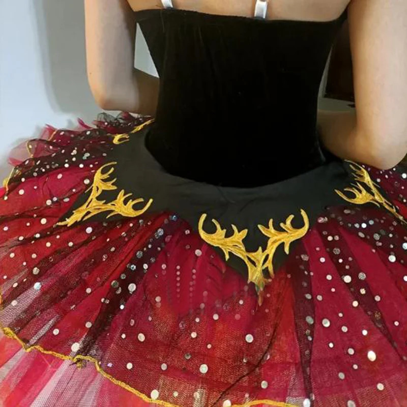 Black and Red Professional Tutu La Esmeralda Performance Ballet Tutu Platter Pancake Tutu Dress Childrens Ballet Dancer Party Costume 241111