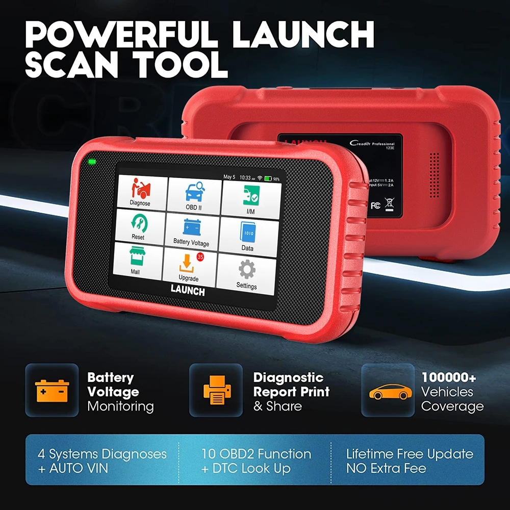 LAUNCH X431 CRP123E Car OBD2 Diagnostic Tools Automotive OBD Scanner ABS SRS Airbag Engine AT SAS OIL Brake Reset Free Update