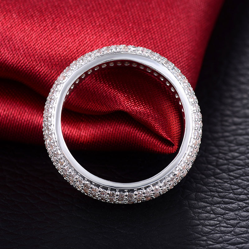 Hip Hop Full Zircon Copper Gold Plated Men Women Finger Ring