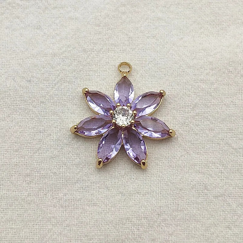 incoming 28x25mm 30 pieces transparent glass charm copper flower pendant used for handmade necklaces/earrings DIY accessories jewelry discovery 241108