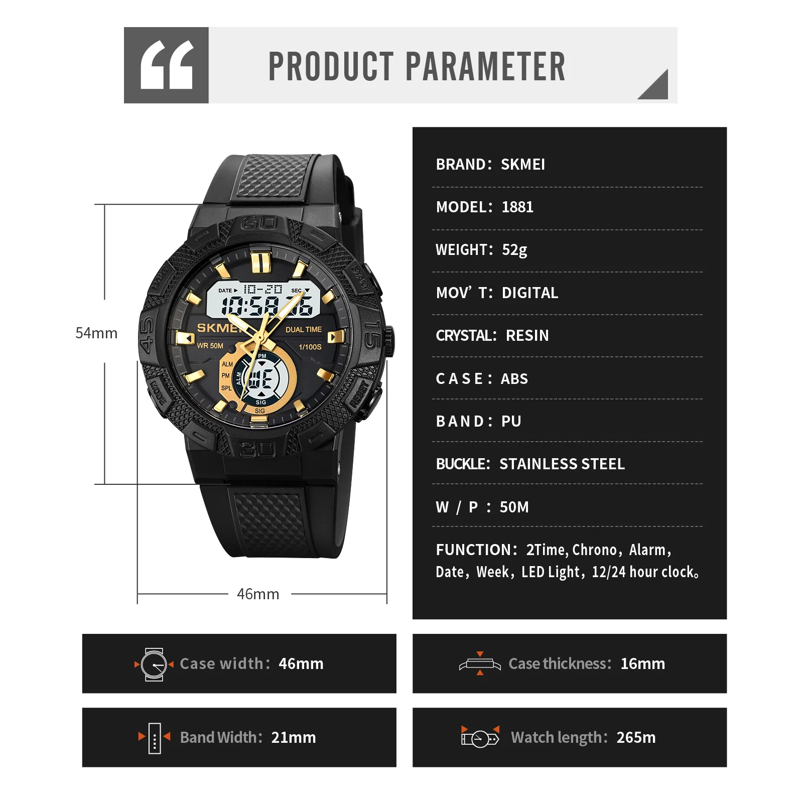 SKMEI Multifunctional LED Light Digital Sport Watch Mens Casual Stopwatch Clendar Clock 2025 50M new Waterproof Wristwatches reloj hombre