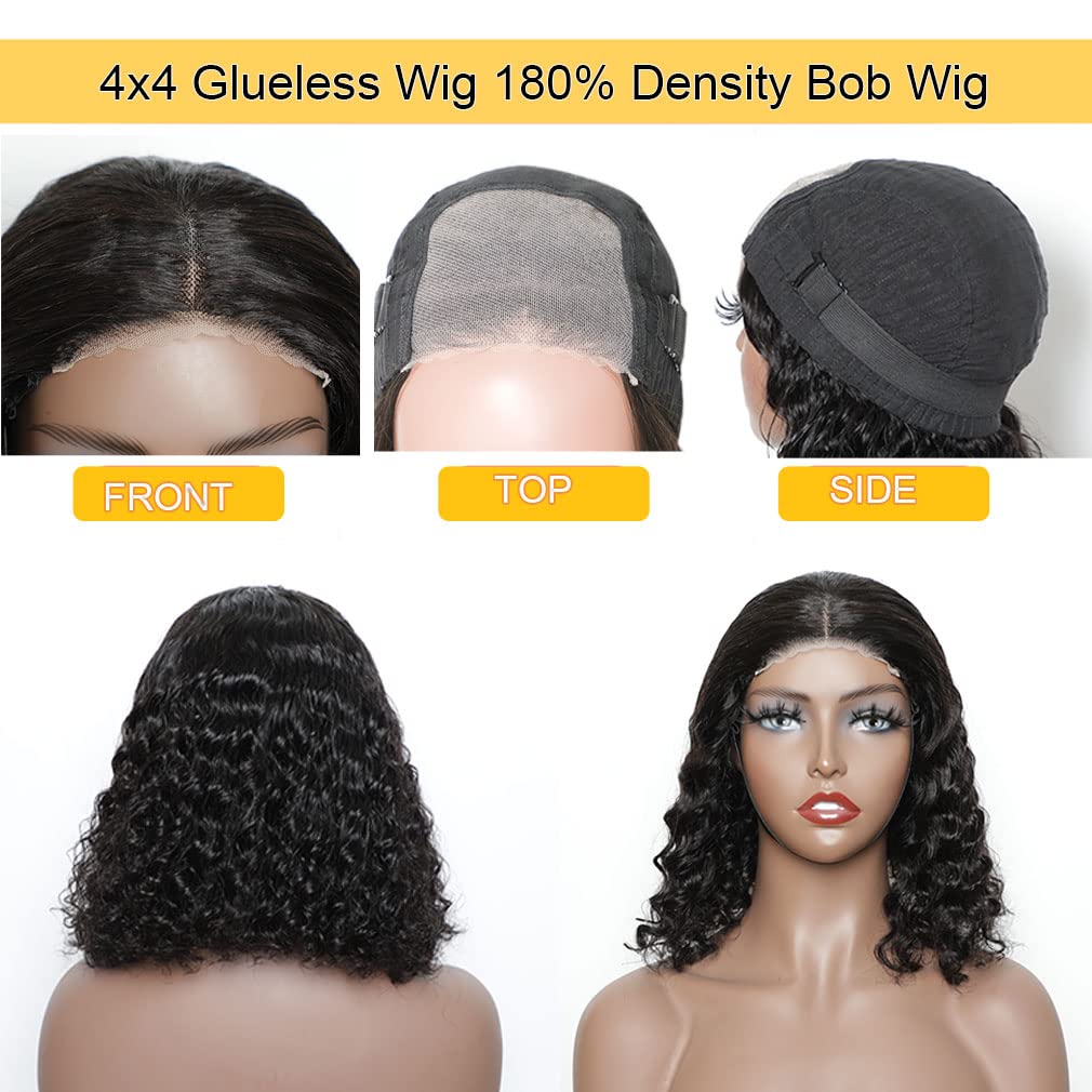 Wear Go wig 180% mongolian kinky curly Wigs Human Hair Pre Plucked Pre Cut water wave Bob Wig brazilian Hair Wigs 5x5 Hd Lace Closure Wigs full hd Cur